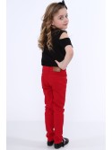 Girls\' trousers with flat studs, red NDZ310 - Online store - Boutique